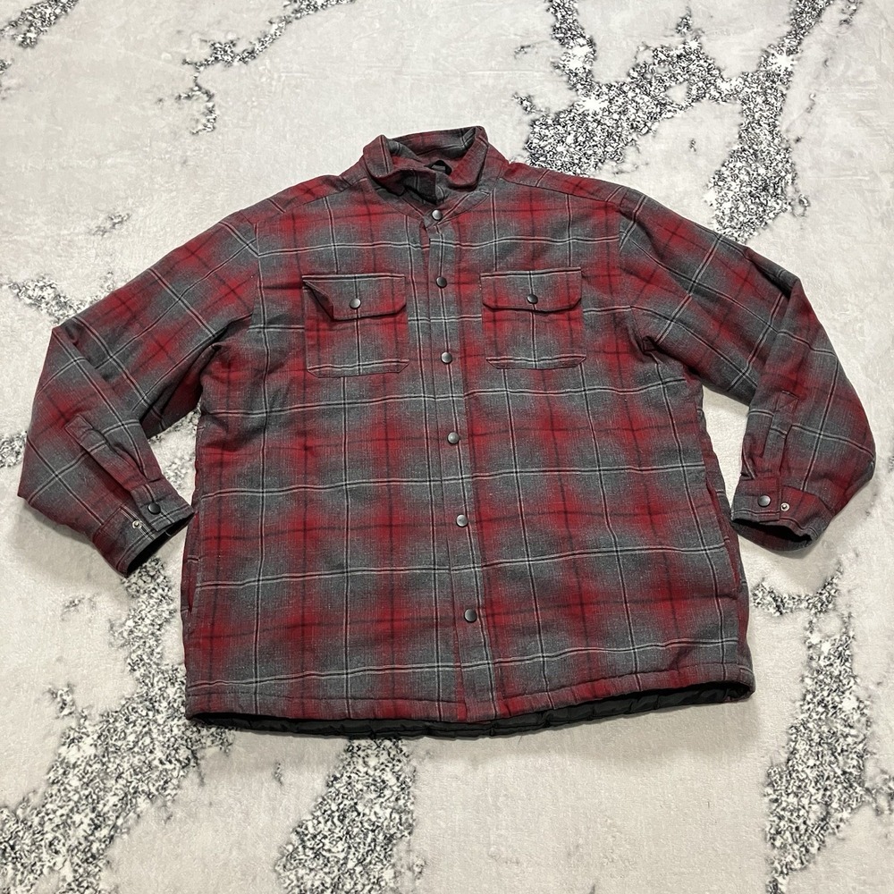 Rugged Elements Mens‎ Size XXL Red Gray Plaid Flannel Shirt Jacket